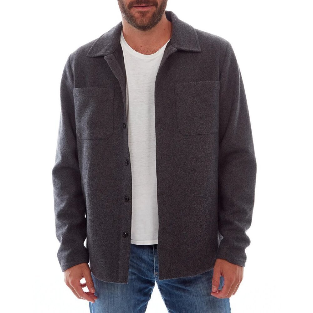 Premium Xpression Roland Faux Wool Shacket Dark Grey Size Medium